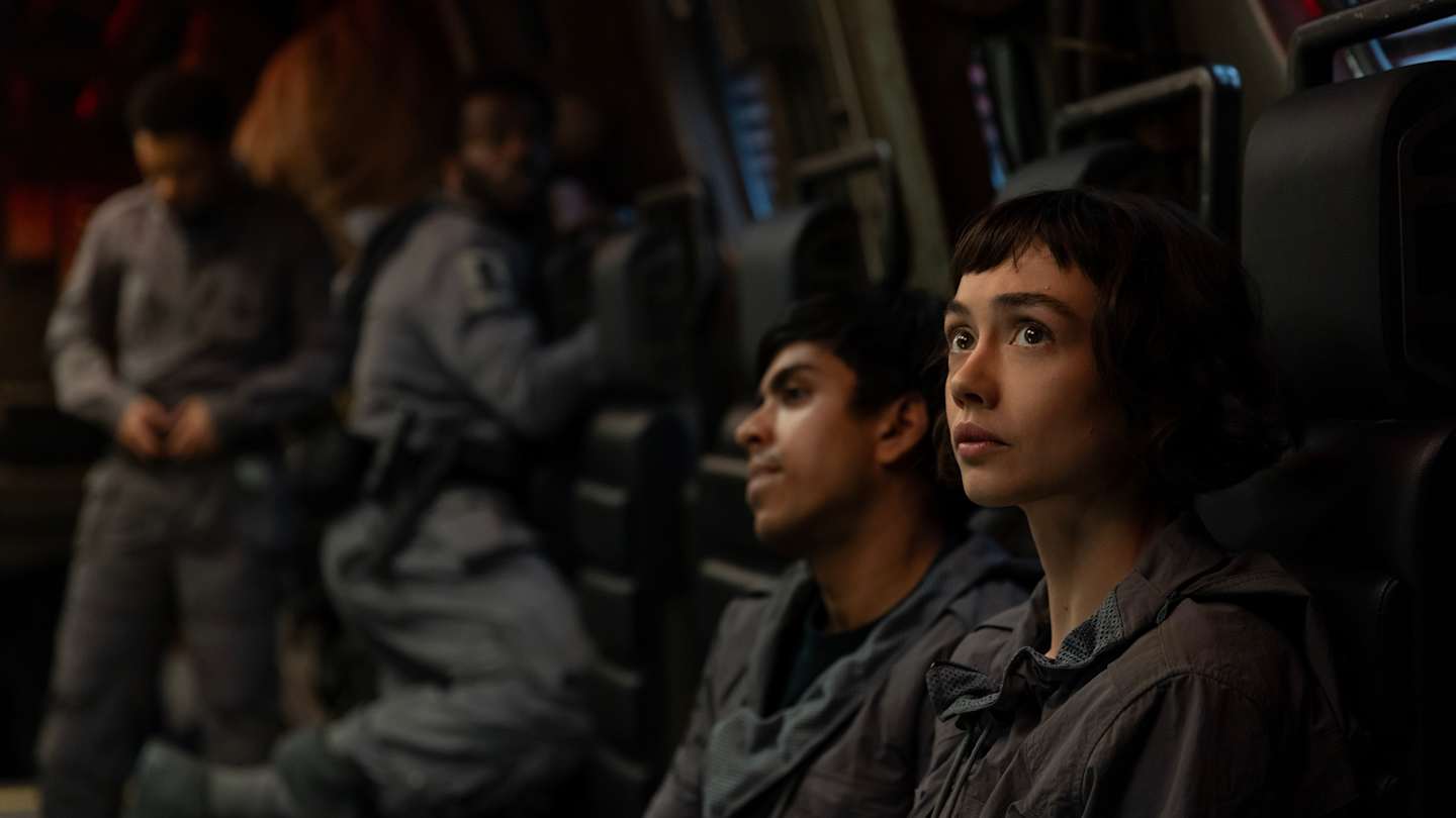 Adarsh Gourav as Slightly, Sydney Chandler as Wendy in Alien: Earth.