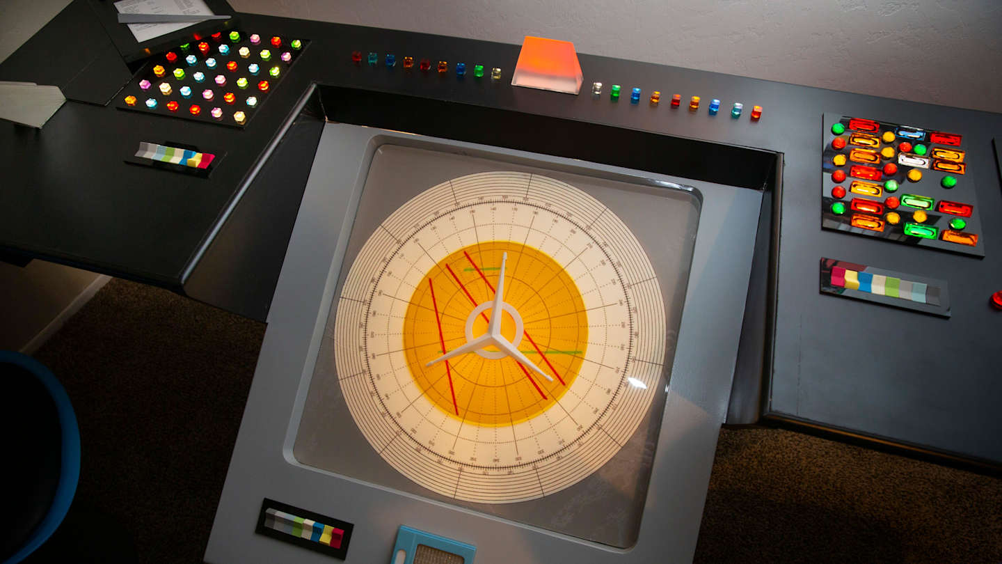 A replica of the bridge console of the USS Enterprise